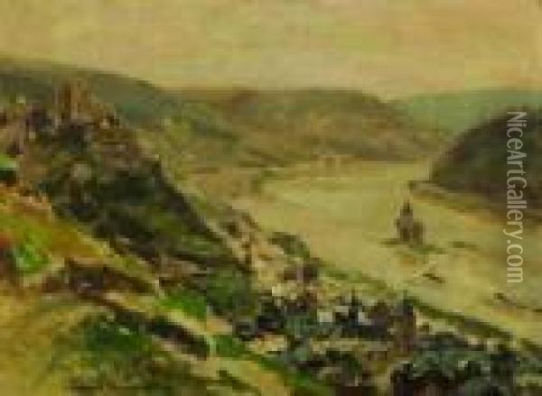 Kaub Am Rhein Oil Painting - Heinrich Hermanns