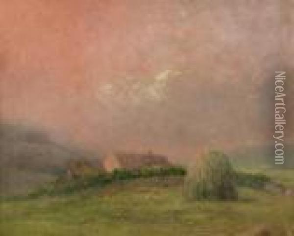 Haystack At Twilight Oil Painting - Bruce Crane