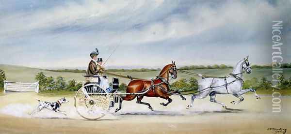 Driving the Tandem Cart, 1905 Oil Painting - Henry William Standing