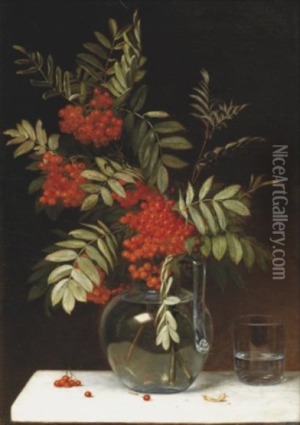 Bouquet De Branches De Groseillier Dans Un Vase Oil Painting - Emma Mulvad