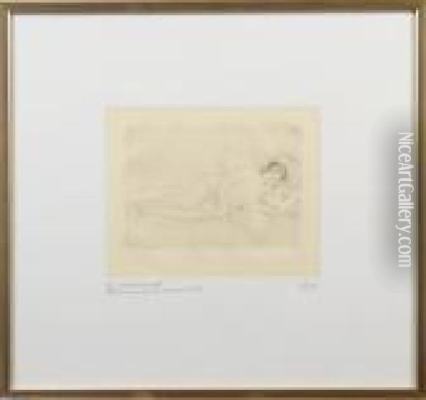 Femme Nue Couchee Tournee A Droite Oil Painting - Pierre Auguste Renoir
