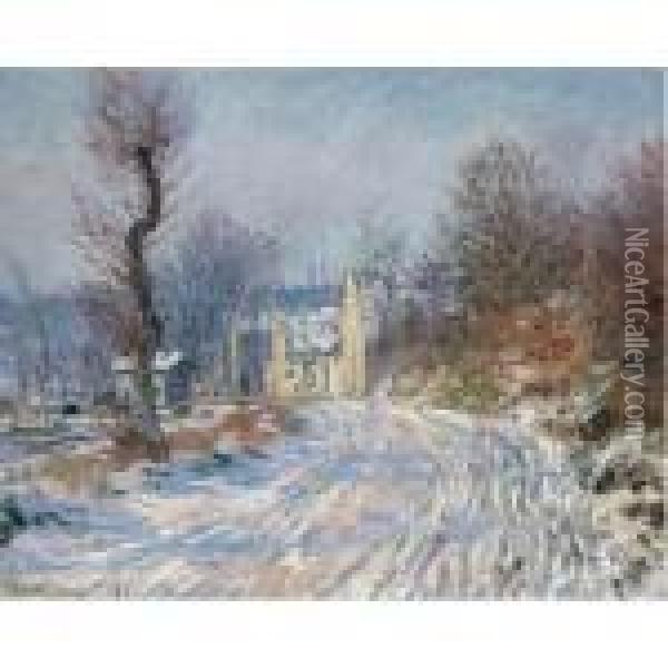 Route De Giverny En Hiver Oil Painting - Claude Oscar Monet