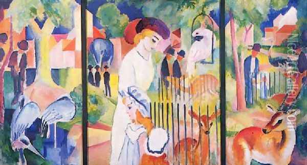 A Zoological Garden Oil Painting - August Macke
