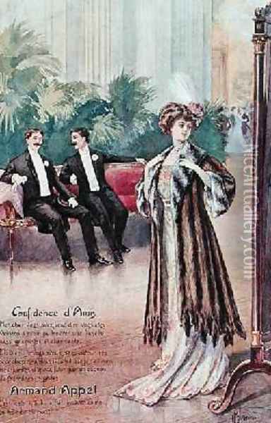 Advertisement for Armand Appel French fur shop 1908 Oil Painting - L. Menetrier