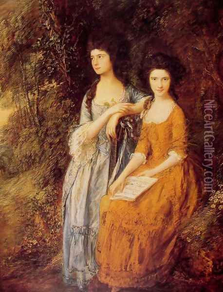 The Linley Sisters Oil Painting - Thomas Gainsborough