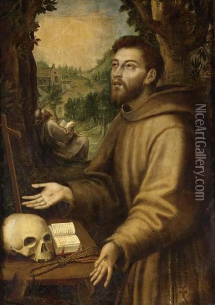 Saint Francis In Penitence Oil Painting - Girolamo Muziano