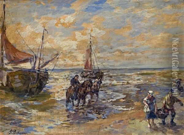 Strandszene An Der Ostsee Oil Painting - Gregor von Bochmann the Elder