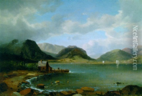 A Peaceful Harbor Oil Painting - Regis Francois Gignoux