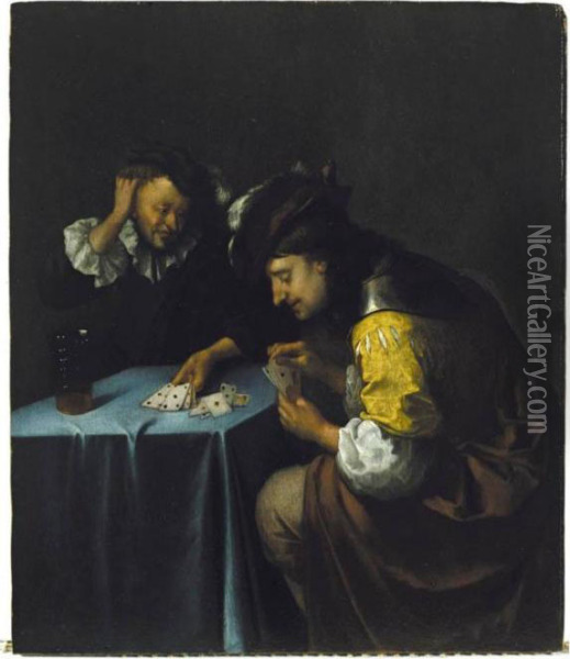 The Card-players Oil Painting - Eglon Hendrick Van Der Neer