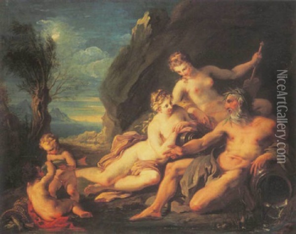 Neptune With Sea Nymphs Oil Painting - Charles Joseph Natoire