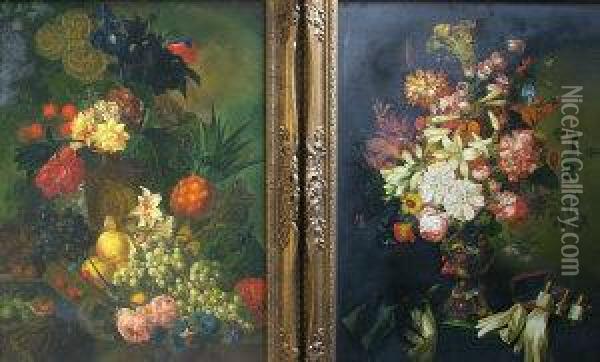 Still-life Of Flowers And Fruit Oil Painting - Jan Van Huysum