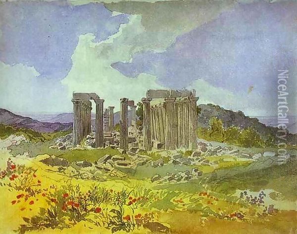 Temple of Apollo in Phigalia Oil Painting - Jules-Elie Delaunay