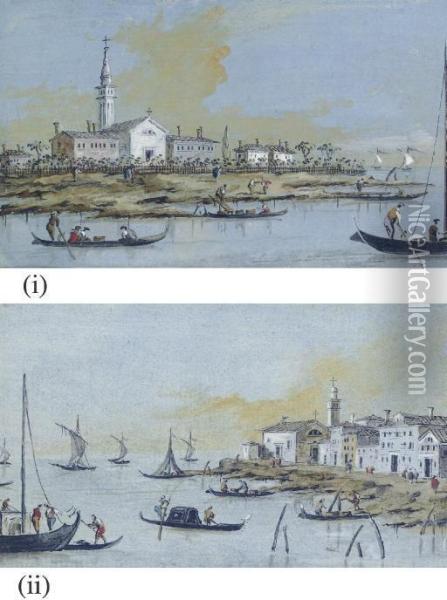 Two Views Of San Giorgio In Alga Oil Painting - Giacomo Guardi