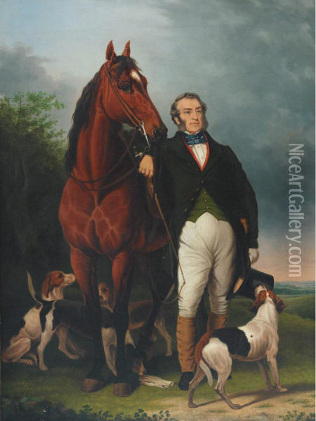 The Earl Of Sefton With Hounds Oil Painting - George Christopher Horner