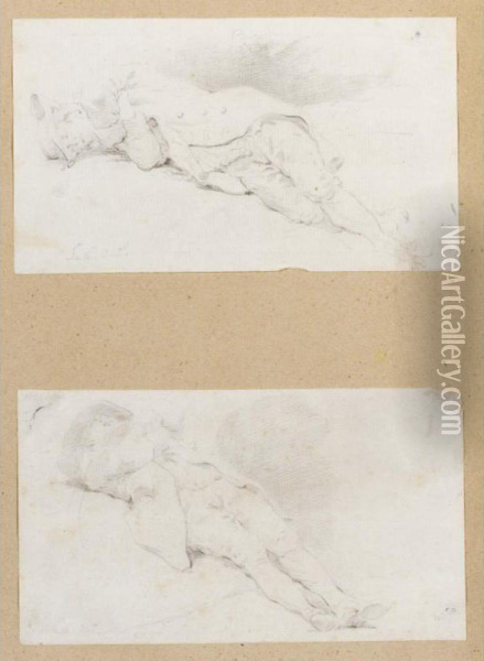 Eight Sheets With Studies Of Resting Soldiers Oil Painting - Guillaume Desire J. Descamps