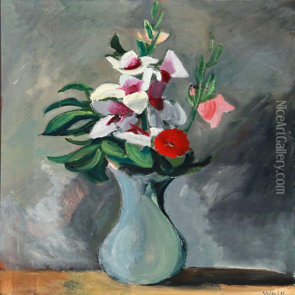 Still Life With Flowers Oil Painting - Ville Jais-Nielsen