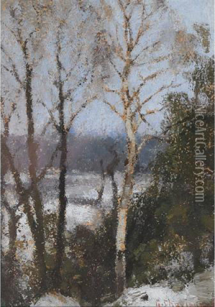 Trees In Winter Oil Painting - Georges Chavignaud