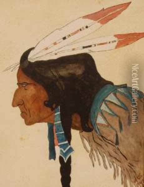 Native American Brave Oil Painting - Walter Christian Symons