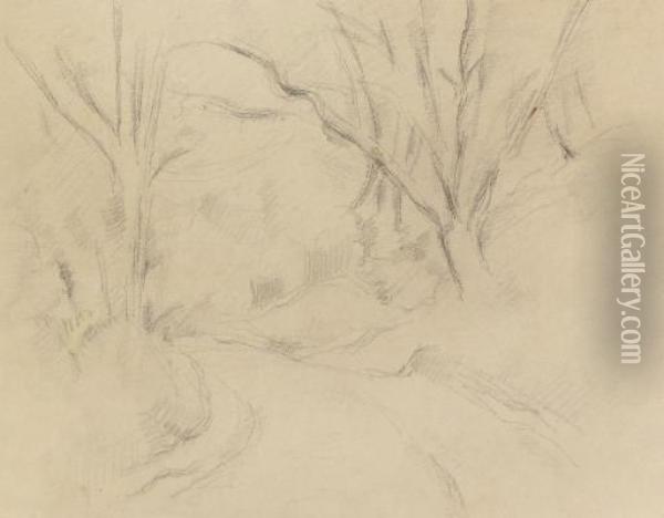 Tournant De Route Dans Un Bois Oil Painting - Paul Cezanne