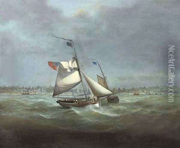 A stiff breeze Heading out to the fishing grounds Oil Painting - English School