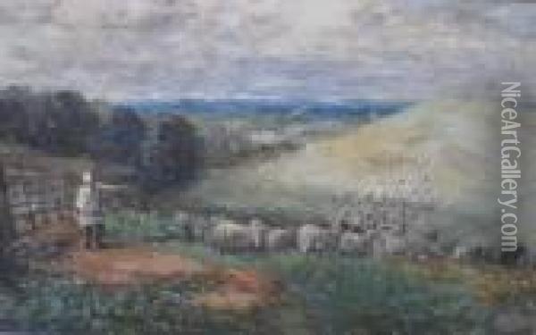 And Sheep Oil Painting - David Cox