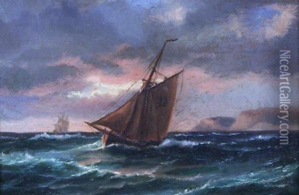 Fischkutter Vor Der Halbinsel Kullen Im Kattegat Oil Painting - Carl Ludwig Bille
