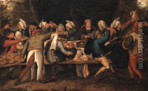 Wedding Feast Oil Painting - Pieter Brueghel the Younger