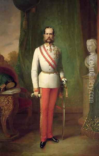 Franz Joseph I, Emperor of Austria and King of Hungary 1830-1916 Oil Painting - Franz Russ