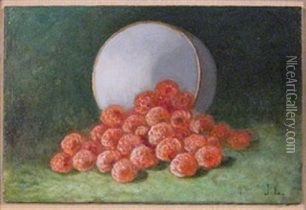 Still Life With Raspberry Oil Painting - Jonas Joseph LaValley