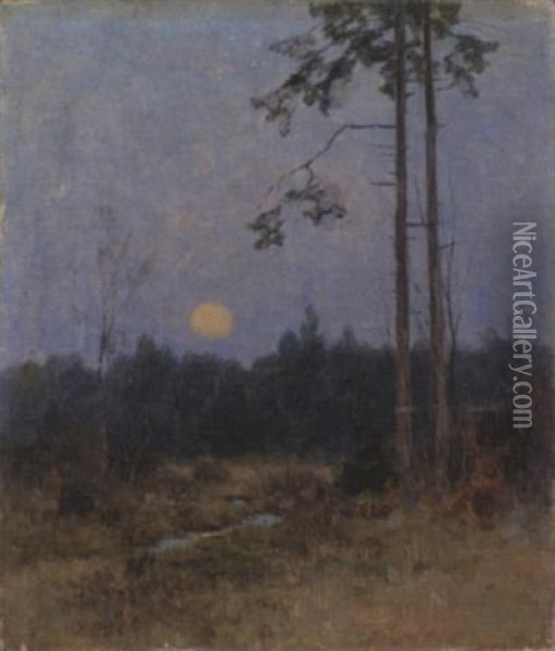Herbstmoor Im Mondschein Oil Painting - Nelson Gray Kinsley