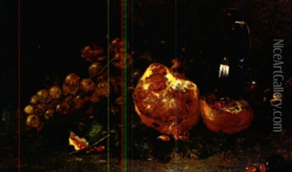Stilleben Mit Granatapfeln Und Trauben Oil Painting - Amedee Baudit