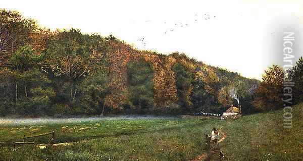 Grey Twilight near Arundel Sussex Oil Painting - Frank Goodwin