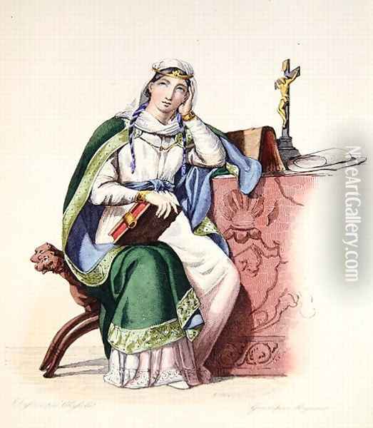 Heloise, illustration from 'Le Plutarque Francais', 1835 Oil Painting - Charles Abraham Chasselat