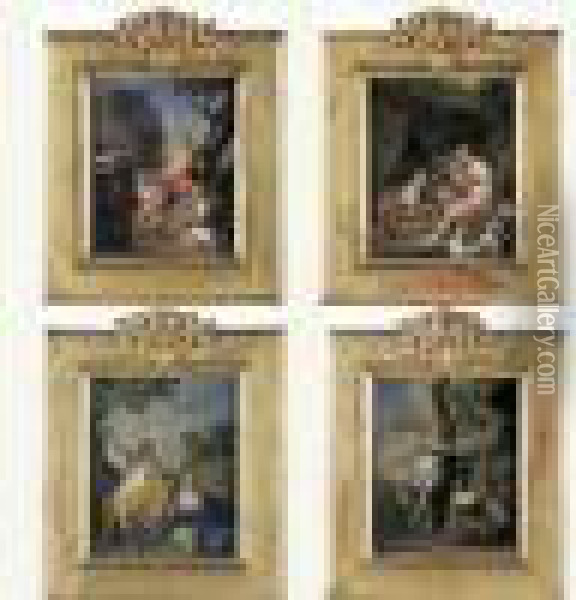 Quatre Peintures Sur Le Theme D'apollon Et Des Neuf Muses Oil Painting - Nicolas Vleughels