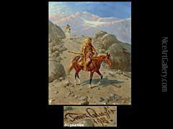Tscherkessen-patrouille Im Kaukasus Oil Painting - Franz Quaglio