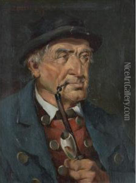 Gentleman Smoker Oil Painting - August Albert Zimmermann