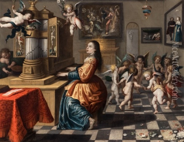 St. Cecilia Oil Painting - Peeter Sion