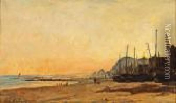 Les Roches Noires A Trouville Oil Painting - Karl Pierre Daubigny