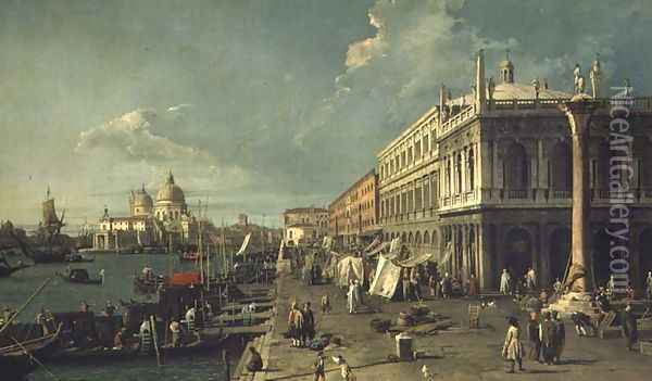 The Molo With The Library And The Entrance To The Grand Canal Oil Painting - (Giovanni Antonio Canal) Canaletto