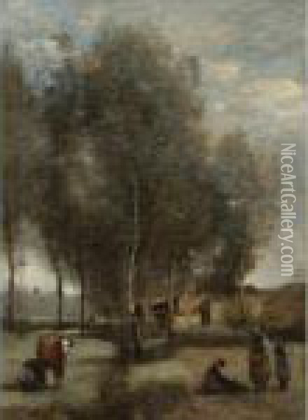 Sainte-catherine-les-arras Oil Painting - Jean-Baptiste-Camille Corot