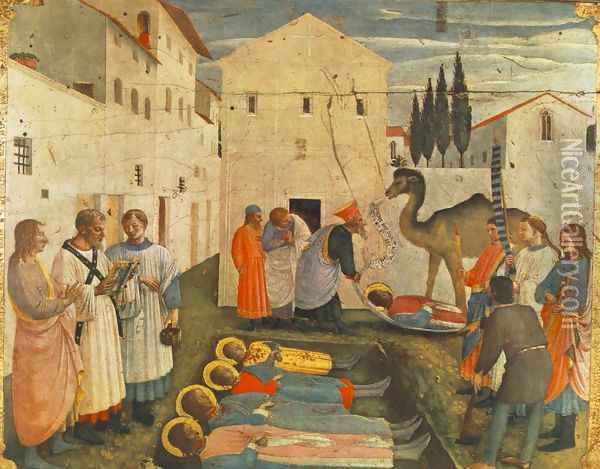 Sepulchring of Saint Cosmas and Saint Damian Oil Painting - Giotto Di Bondone