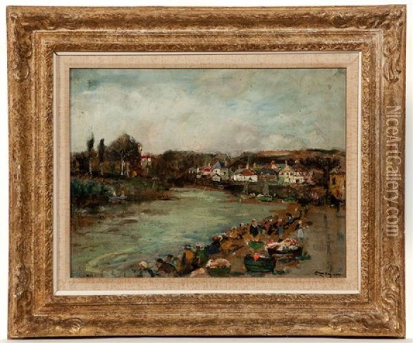 By The Riverbanks Oil Painting - James Kay