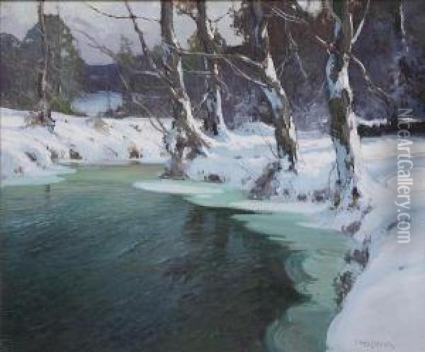 Winter Stream Oil Painting - George Ames Aldrich