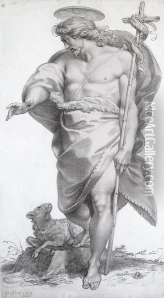 Standing Figure Of St. John The Baptist Oil Painting - Giuseppe Cades