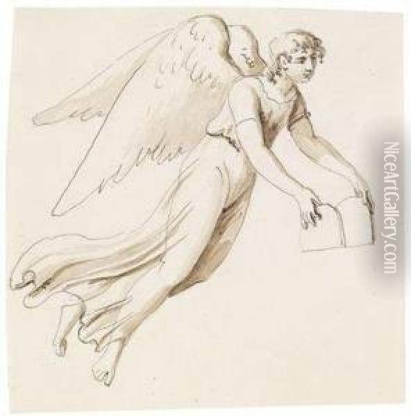 An Angelwith A Tablet Oil Painting - Johann Heinrich Wilhelm Tischbein I