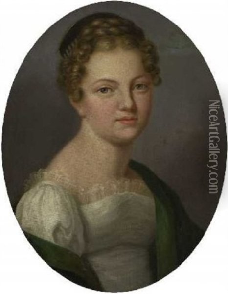 Damenportrat Oil Painting - Ludwig (Heinrich Christian) Geyer