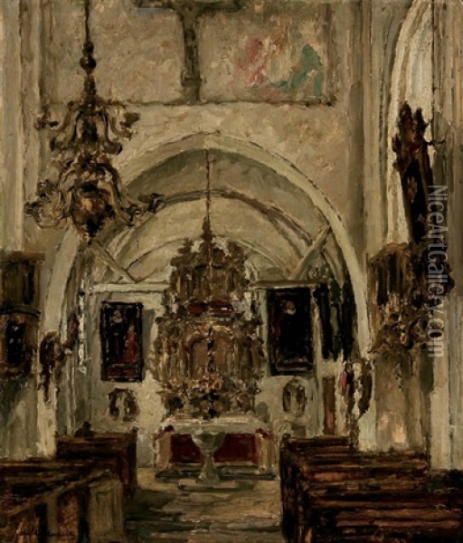 Church Interior Oil Painting - Arnold Borisovich Lakhovsky