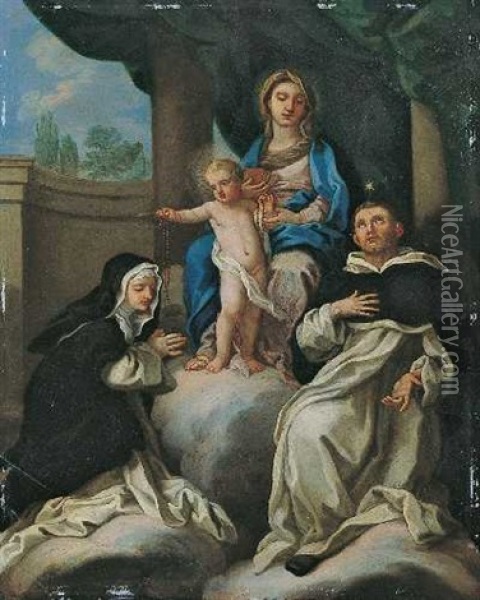 Madonna Mit Kind Und Zwei Heiligen Oil Painting - Francesco de Mura