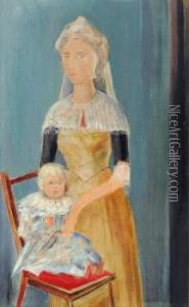 Frau Mit Kind Oil Painting - Alfred Partikel