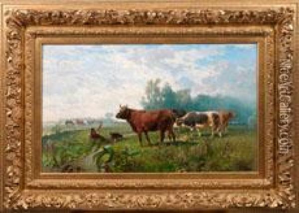 Rastender Viehhirte In Sommerlicher Landschaft Oil Painting - Hans Johann Haag